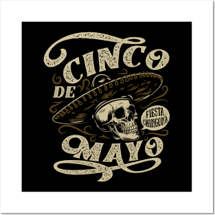 Cinco de Mayo Skull Mariachi Posters and Art